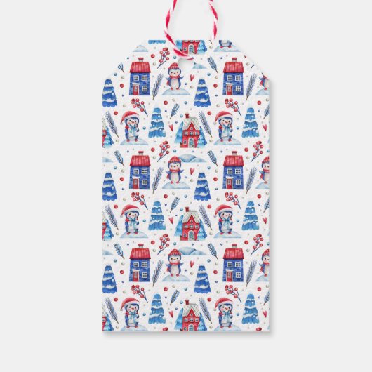 メリークリスマスお洒落ペンギンのギフトラベル ギフトタグ (裏面)