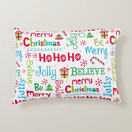 メリークリスマスお洒落モダンすてきタイポグラフィ アクセントクッション (正面)