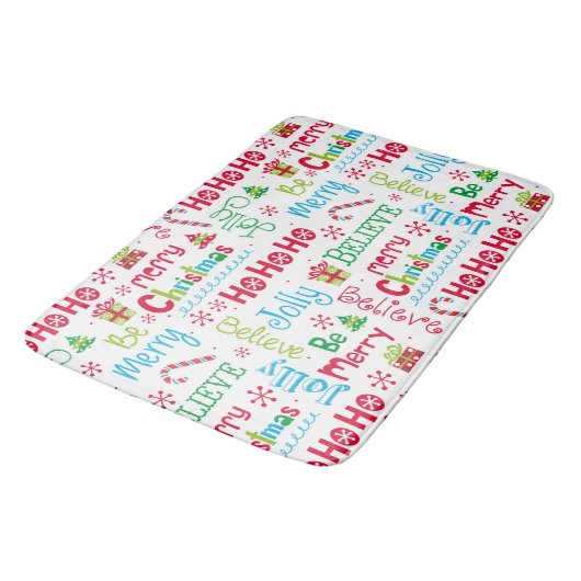 メリークリスマスお洒落モダンすてきタイポグラフィ バスマット (アングル)