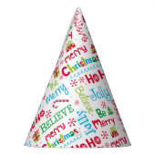 メリークリスマスお洒落モダンすてきタイポグラフィ パーティーハット (左)