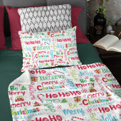 メリークリスマスお洒落モダンすてきタイポグラフィ フリースブランケット