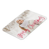 メリークリスマスお洒落レッドスクリプトホリデー写真 マグネット (左側)