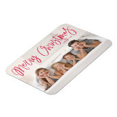 メリークリスマスお洒落レッドスクリプトホリデー写真 マグネット (左側)