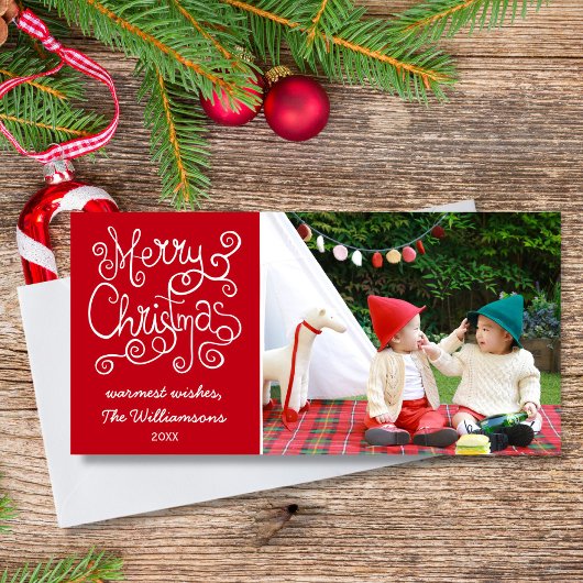 メリークリスマスお洒落書道渦巻写真 シーズンカード