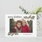 メリークリスマスお洒落松の枝 – 1写真 シーズンカード (スタンド正面)