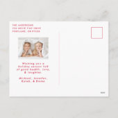 メリークリスマスお洒落赤いスクリプトの写真 シーズンポストカード (裏面)