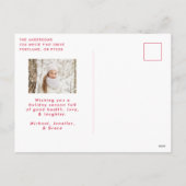 メリークリスマスお洒落赤いスクリプトの写真 シーズンポストカード (裏面)