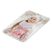 メリークリスマスお洒落赤いスクリプトの写真 マグネット (左側)