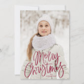 メリークリスマスお洒落・クランベリーのスクリプト写真 シーズンカード (正面)