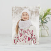 メリークリスマスお洒落・クランベリーのスクリプト写真 シーズンカード (スタンド正面)