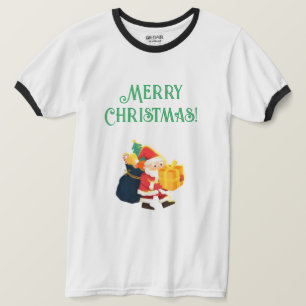 メリークリスマスお祝いサンタギフト リンガーTシャツ Tシャツ