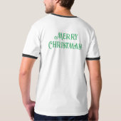 メリークリスマスお祝いサンタギフト リンガーTシャツ Tシャツ (裏面)