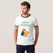 メリークリスマスお祝いサンタギフト リンガーTシャツ Tシャツ (正面フル)