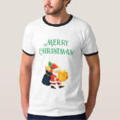 メリークリスマスお祝いサンタギフト リンガーTシャツ Tシャツ (正面)