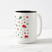 メリークリスマスお祝い：楽しい休日の精神 ツートーンマグカップ (正面右)