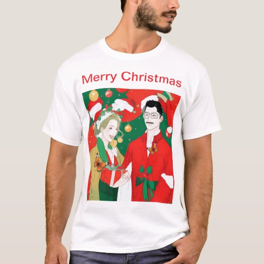 メリークリスマスお祝い Tシャツ (正面)