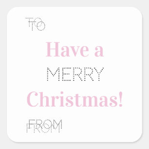 メリークリスマスからピンクのタイポグラフィギフトラベル スクエアシール