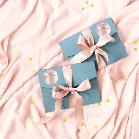 メリークリスマスからホリデーズスパークバラ金ゴールド ラウンドシール