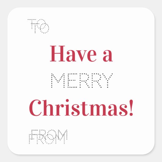 メリークリスマスから赤タイポグラフィギフトラベル スクエアシール (正面)