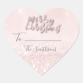 メリークリスマスから…ネームホリデーピンクハート ハートシール