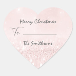 メリークリスマスから…ネームホリデーピンクハート ハートシール