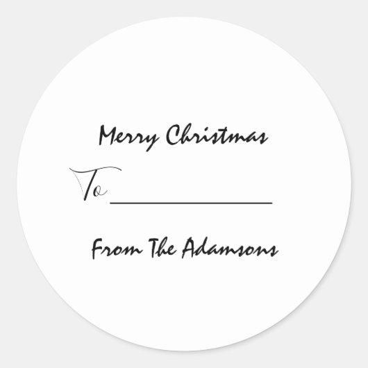 メリークリスマスから…家族の名前からホリデーホワイト ラウンドシール (正面)