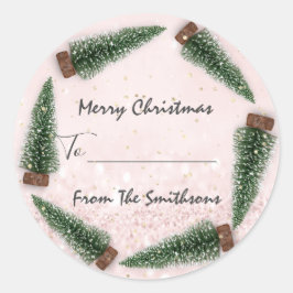 メリークリスマスから…家族の名前の休日ツリーへ ラウンドシール