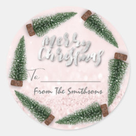 メリークリスマスから…家族の名前の休日ツリーへ ラウンドシール