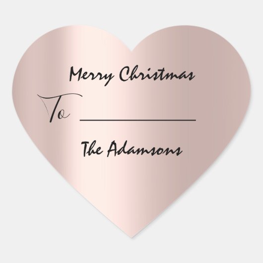 メリークリスマスから…家族の名前の休日バラ ハートシール (正面)