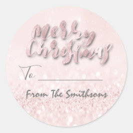 メリークリスマスから…家族名休暇からピンク ラウンドシール