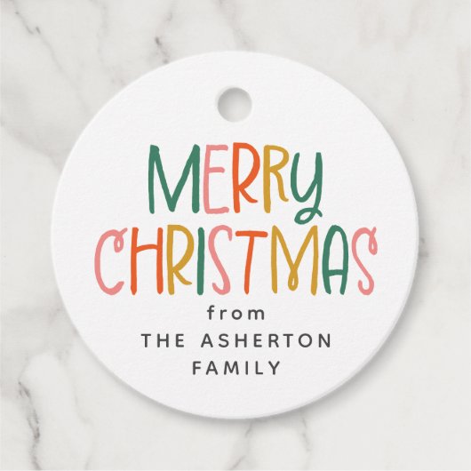 メリークリスマスかわいいおもしろいカラフルプレゼント フェイバータグ (正面)