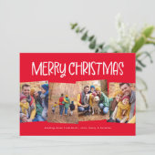 メリークリスマスかわいいおもしろい4枚のフォトレッド シーズンカード (スタンド正面)