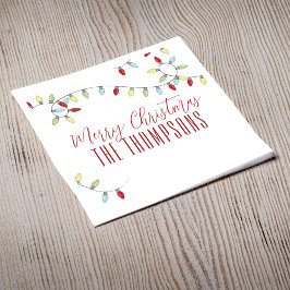 メリークリスマスかわいいカラフルストリングライト スタンダードカクテルナプキン