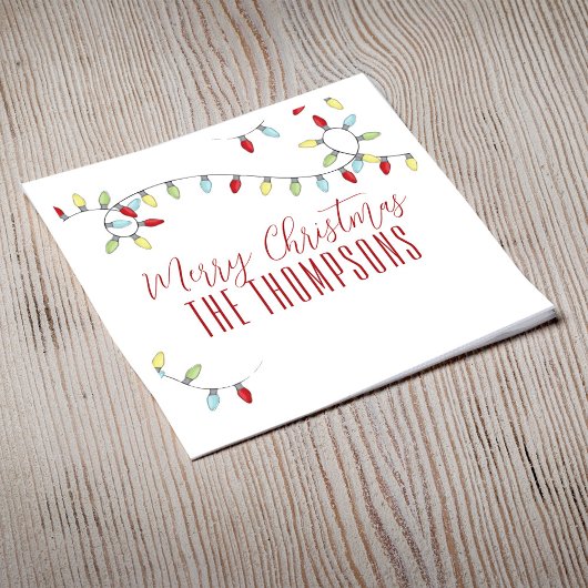 メリークリスマスかわいいカラフルストリングライト スタンダードカクテルナプキン