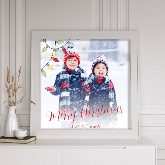 メリークリスマスかわいいカラフルストリングライト フォトプリント           