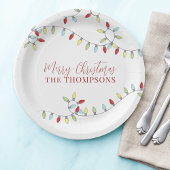 メリークリスマスかわいいカラフルストリングライト ペーパープレート