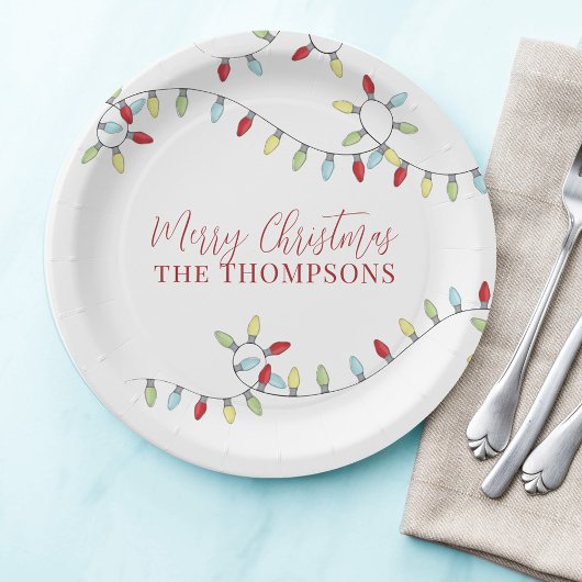 メリークリスマスかわいいカラフルストリングライト ペーパープレート