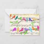 メリークリスマスかわいいカラフルミュージカル鳥の歌 ノートカード (裏面)