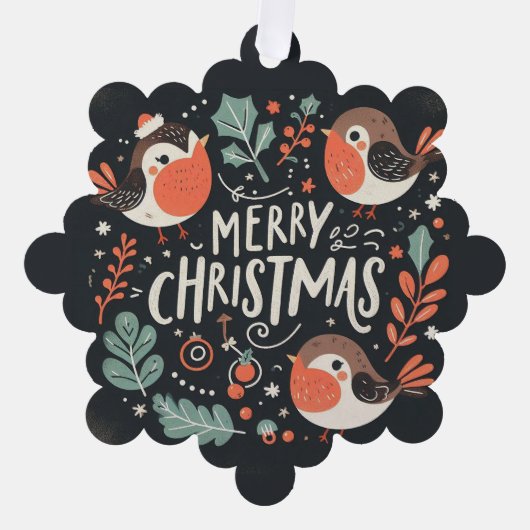 メリークリスマスかわいいキツネとウサギメッセージカード オーナメントカード (正面)