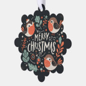 メリークリスマスかわいいキツネとウサギメッセージカード オーナメントカード (左)