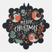 メリークリスマスかわいいキツネとウサギメッセージカード オーナメントカード (裏面)