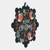 メリークリスマスかわいいキツネとウサギメッセージカード オーナメントカード (右)