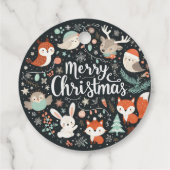 メリークリスマスかわいいキツネとウサギメッセージカード フェイバータグ (裏面)