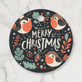 メリークリスマスかわいいキツネとウサギメッセージカード フェイバータグ