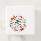 メリークリスマスかわいいキツネとウサギメッセージカード フェイバータグ (インサイチュ)