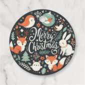 メリークリスマスかわいいキツネとウサギメッセージカード フェイバータグ (裏面)