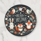 メリークリスマスかわいいキツネとウサギメッセージカード フェイバータグ (裏面)