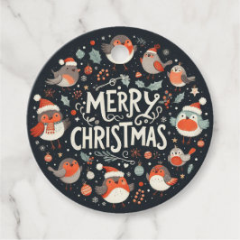 メリークリスマスかわいいキツネとウサギメッセージカード フェイバータグ