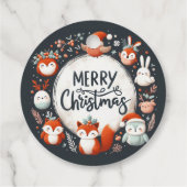 メリークリスマスかわいいキツネとウサギメッセージカード フェイバータグ (裏面)