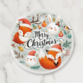 メリークリスマスかわいいキツネとウサギメッセージカード フェイバータグ (裏面)